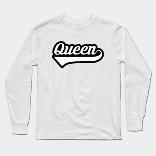 Queen Black and White (Outlined In Black With Tail) Long Sleeve T-Shirt